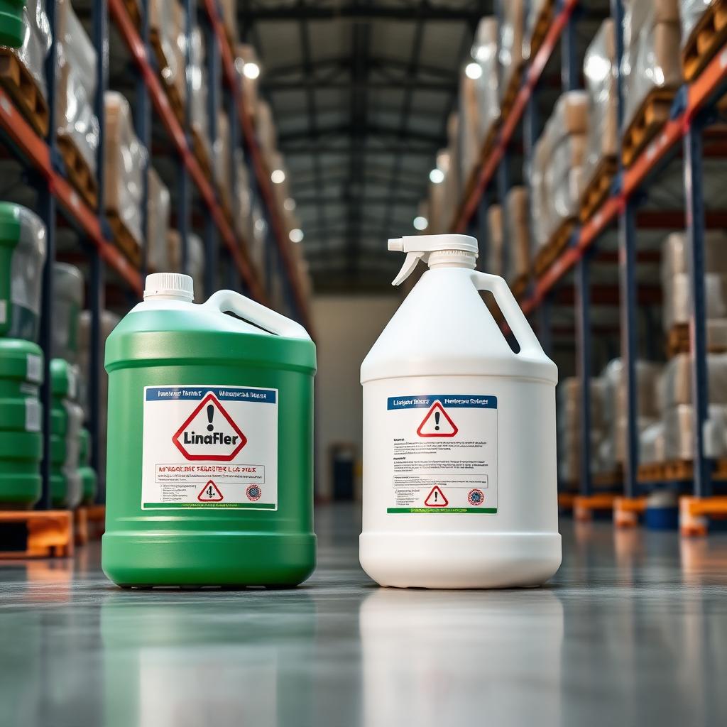 Industrial disinfectant and floor care containers