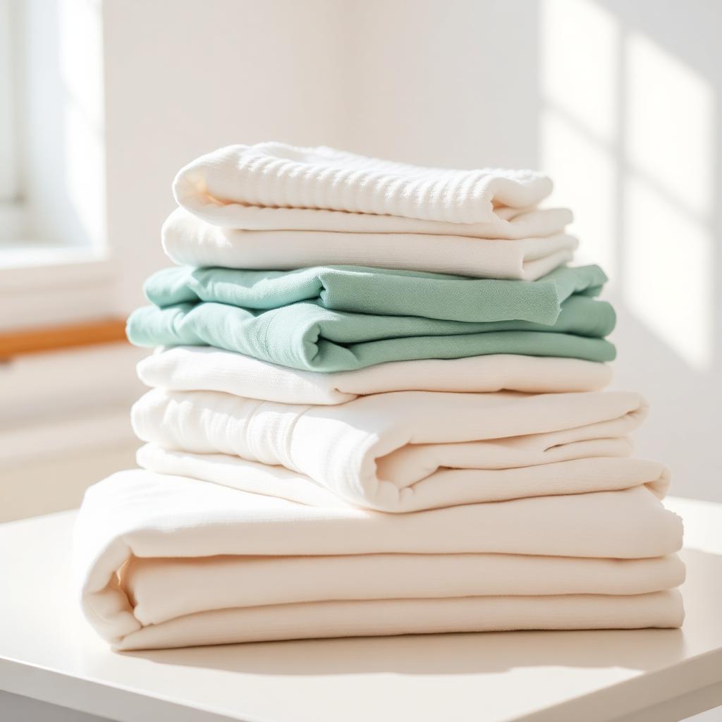 Neatly folded fresh laundry and towels