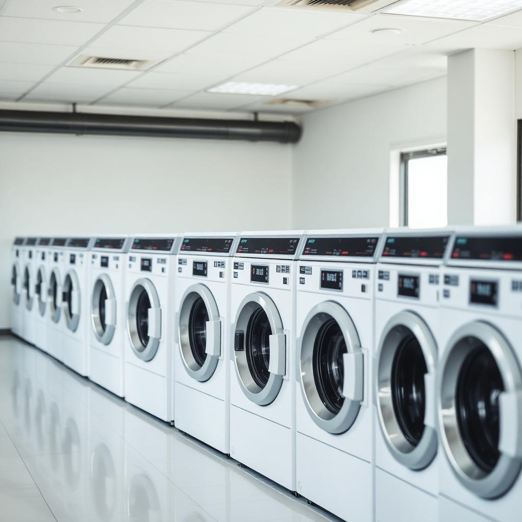 Row of modern washing machines