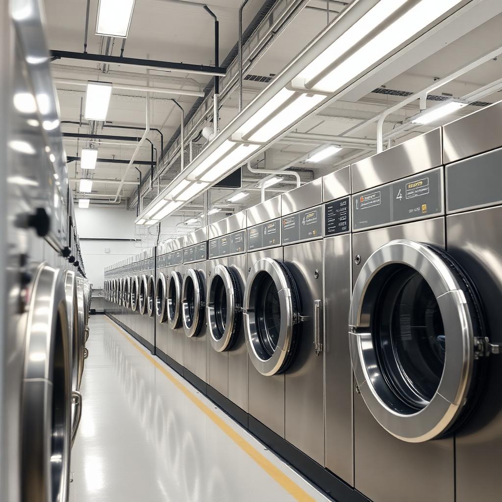 Large industrial commercial laundry machines
